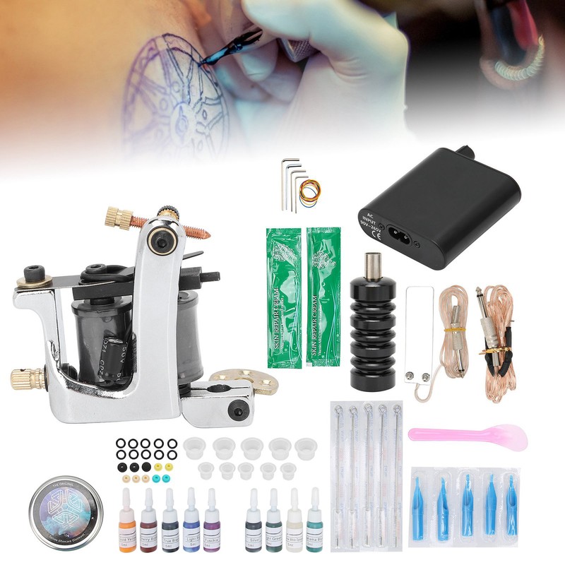 Coil Tattoo Machine Kit Clip Cord Foot Pedal Power Supply