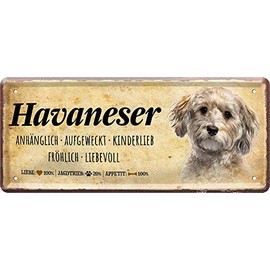 Tin Sign with Saying and Motif Dog "Havaneser" Decorative Dog Sign House Entrance Gate Gift for Birthday or Christmas for All Dog Owners 28 x 12 cm