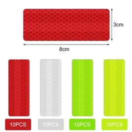 Kryzulax 40Pcs Reflective Stickers,Safety Reflective Stickers,Warning Reflective Stickers,Waterproof Outdoor Safety Warning Reflective Stickers,for Vehicle,Bicycles,Motorcycles,3x 8 cm