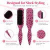 Leopard Print Hair Brush, Pink Soft Bristle, Slick Back Styling