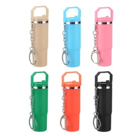 PATIKIL Mini Cup Keychain, 6 Pack Lip Balm Holder Mini Tumbler Key Chains Cute Decor Keychain Charm for Backpack Handbag Purse, Multi-color