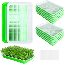 EBaokuup 10 bandejas de brotes de Semillas con Agujeros de Drenaje, bandejas de propagación de germinación de Plantas sin BPA, Kit de Cultivo de microgreens con Papel germinante
