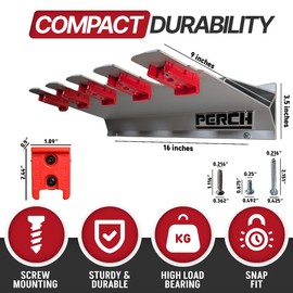 PERCH Tool Holder Rack for Milwaukee M18 18v | Securely Mounts 5 Cordless Tools | Universal Mounting | Most Durable Cordless Tool Organizer