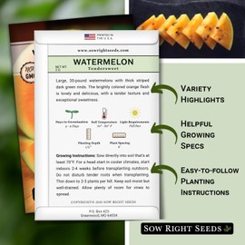 Sow Right Seeds - Tendersweet Watermelon Seeds for Planting - Non-GMO Heirloom Seeds to Plant a Home Vegetable Garden - Unique Orange Flesh Melon - Sweet Summer Treat to Grow Outdoors (2)