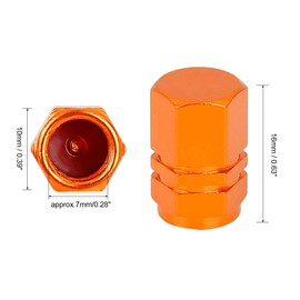 Unifizz 4 x orangefarbene Reifenventilkappen, Radventilabdeckungen, staubdicht, sechseckige Form, Aluminiumlegierung, Reifenabdeckkappe