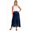 Mississhop Langer Baumwollrock mit Spitze & Gürtel 3094 Dunkelblau
