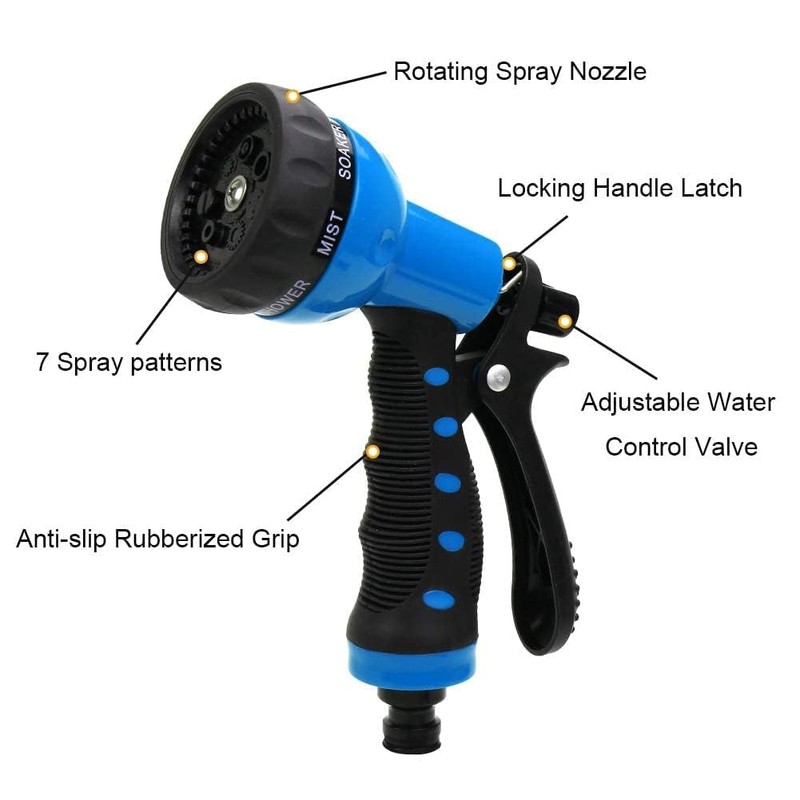 PiscatorZone EVA Recoil Garden Hose 25ft - Includes 7 Pattern