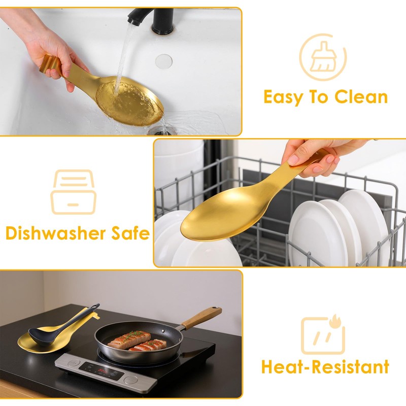 6 Pack 9.85 x 3.74 Inch Stainless Steel Spoon Rest,