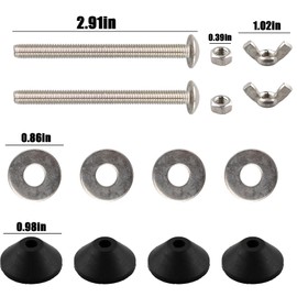2PCS Universal Toilet Tank to Bowl Bolts, Heavy Duty Toilet Bolts kit, Waterproof Stainless and Rubber Washers Gaskets Toilet Tank Replacement Kit Butterfly Nuts
