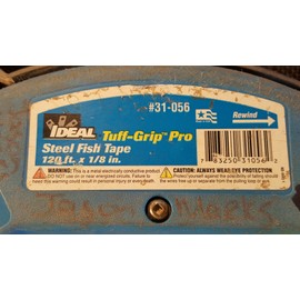 IDEAL Electrical 31-056 Blue Steel Fish Tape – 120 ft. Blued Steel Fish Tape w/ Formed Hook & Tuff-Grip Pro Case, Non-Oily Finish, Laser Etched Increments