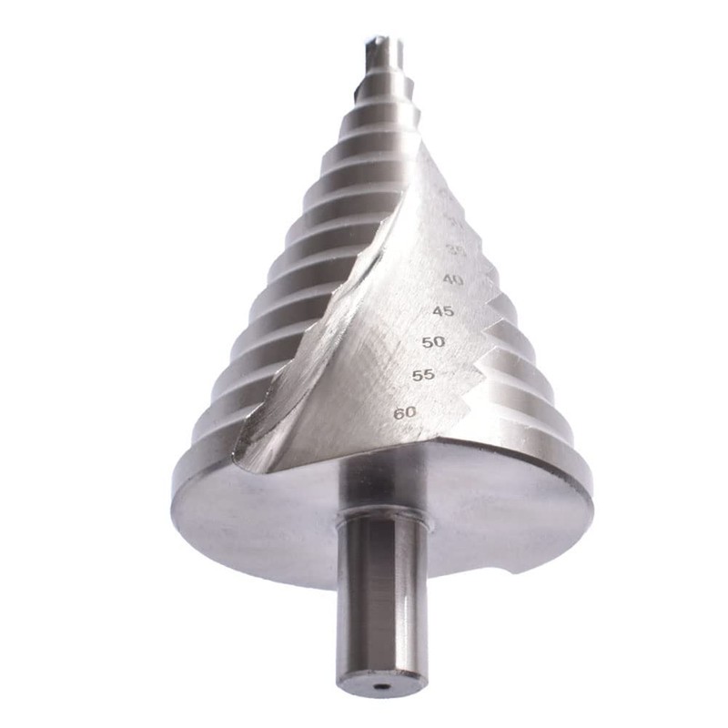 6-60mm Step Drill Bit, 12.5mm/0.5” Shank 4241 HSS Spiral Groove