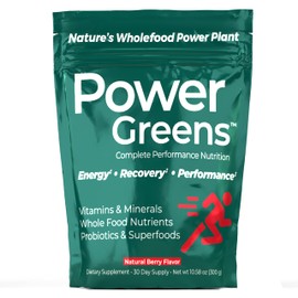 Power Greens, Superfoods Greens Powder, Super Greens, Improve Energy, Recovery and Performance, Probiotics & Digestive Support, Berry Flavor, 30 Servings