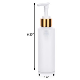 4 oz / 120 ml Clear Natural Large Refillable Plastic Squeeze Bottle with Gold Lotion Pump Dispenser (6 Pack)