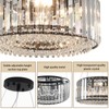 ADSENSTY Black Crystal Chandeliers 5-Lights Drum Pendant Light Modern Ceiling