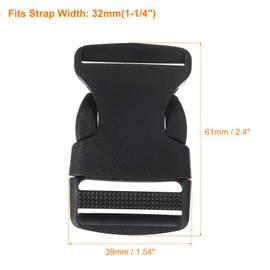 sourcing map 6Pcs 1-1/4" Side Release Buckle, Plastic Dual Adjustable Buckle Clip Replacement for Backpack Luggage Straps Belt, Black