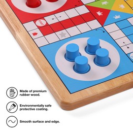 Crobyi 12 Inches Ludo Board Game + Snakes&Ladders, 2 in 1, Classic Board Game for Adults and Kids, Including 1 Game Board, 2 Dice, 16 Game Pieces, Rules and Carrying Bag.