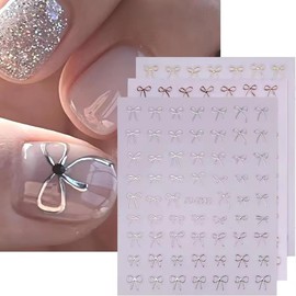 Bow Nail Art Stickers Decals 3D Bow Tie Nail Stickers 6PCS 3D Self-Adhesive Small Bow Ribbon Y2K Nail Art Supplies Mini Kawaii Bowknot Nail Adhesive Sliders for DIY Manicure Nail Art Decorations