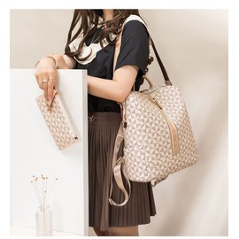 Mochilas para Mujer,Bolsa Tipo Mochila para Dama, 2 Piezas Mochilas Antirrobo para Mujer,Mochila de Moda Casual,Gran Capacidad Mochila de Viaje,El Regalo Perfecto para Mujeres y Chicas,Marron