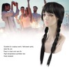 Black Long Double Braid Wig Synthetic Simulated Scalp Heat Resistant