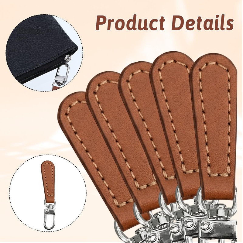 10 Pack Zipper Pull Replacement Leather Handle Detachable Zippers Repair