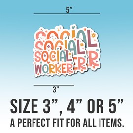 Social Worker Sticker, Graduation Gift for Future Counselor, Mental Health Office, 3 for Water Bottles, Laptop, Window, Notebooks - Waterproof 5"