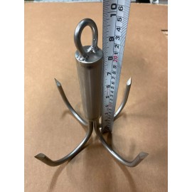 S&S Welding 8 Inch dia 4 Prong Welded 3/8” Stainless Pier or Bridge Gaff With Eye For Rope