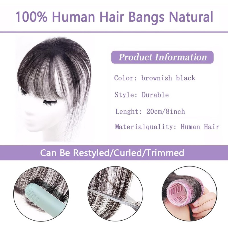FFWTPY Hair Accessories, Clip-In Bangs with Temples, Fringe, Synthetic Extension,