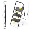 KINGRACK 3 Step Ladder, Sturdy Steel Step Stool with Safe-Lock