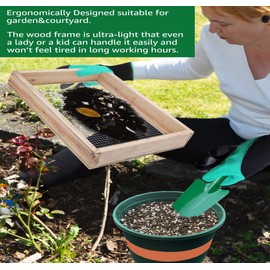 Soil Sifter, Dirt Sifter for Gardening, Compost Sifter, Garden Sieve, Light Wood Sifter for Rocks, Screen Sifter Top Soil/Peat Moss/Worm/Leaves/Loam Soil/Sand,Great Garden Tool for Plants & Vegetables