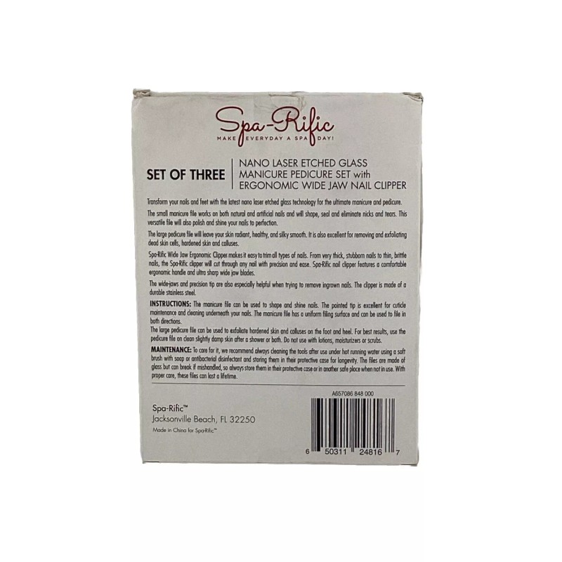 Spa-Rific Nano Laser Etched Glass Mani Pedi Set With Ergo
