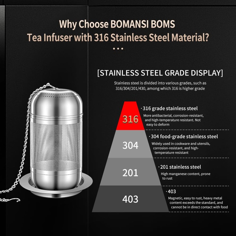 BOMANSI BOMS 2Pack 316 Stainless Steel Tea Infuser for Loose