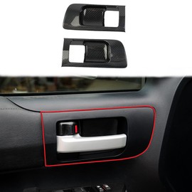 Korlot Carbon Fiber Front Side Door Handles Bowl Cover Trim for 2014-2021 Toyota Tundra