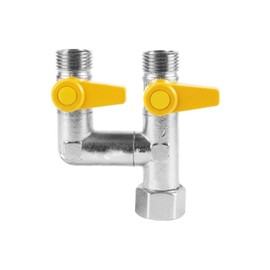 Candeon 1/2" H Type Ball Valve, 3-way Shut Off Coupling Splitter Gas Meter Connect Valve Thickened Copper Valve, for Gas Flowing Control, 175 PSI, 1/4 Turn Operation Handle(F)