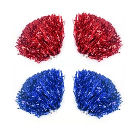 2 Pairs of Cheerleading Bouquets, Cheerleading Bouquets, Cheerleading Colorful Pom-Poms, Filament-Encrypted Bouquets, Cheering Props, Suitable for Sports Cheering and Dancing (Red, Blue)