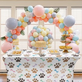 Uorisanigo Dog Paw 6ft Stretch Spandex Table Cloth for Standard Folding Tables Fabric Washable Fitted Tablecloths for 6 Foot Rectangle Tables Protection Cover for Home Party Birthday Decor