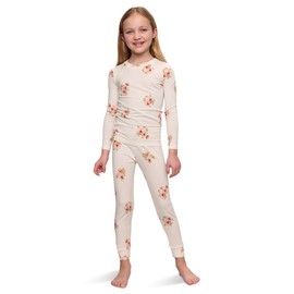 Eberjey Kid Unisex Gisele Printed - The Night Time Set (Toddler/Little Kid/Big Kid), Floral Bloom Ivy/Vanilla Cream, 8