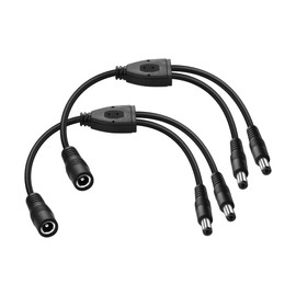 PNGKNYOCN 2 Pack DC 5.5x2.5mm 1 Female to 2 Male Power Supply Splitter Cable, Y Splitter Adapter Cable ，for CCTV Cameras DVR, LED Light Strip (0.3m)