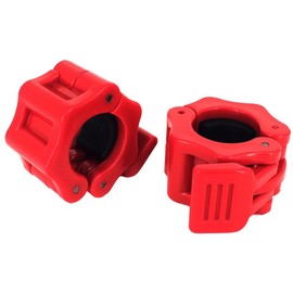 IADUMO Standard Bar Collars Quick Release Barbell Clamps 1 Inch Safety Weight Plates Clips Pair Collar Clamp Standard Curl Bar Clip Fast Locking Weightlifting,Strength Training/Gym, Red