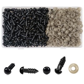 TOAOB 300pcs 6mm Safety Eyes for Amigurumis Craft Crochet Eyes with 300pcs Washers Black Doll Eyes for Crocheting Stuffed Animals Bears Doll Making