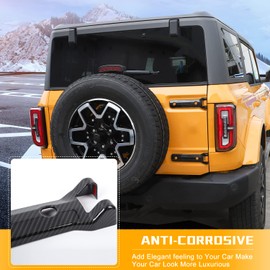 Jeliker for Bronco Rear Back Door Tailgate Hinge Trim Cover Bezel for Ford Bronco 2021 2022 Up Carbon Fiber Exterior Accessories 2pcs (NOT for Sport)