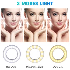 Selfie Ring Light, Luz de Anillo Recargable para teléfono celular con 40 Cuentas LED, 3 Modos de Luz Selfie Fill Light, Brillo Ajustable Luz de Maquillaje para Selfie, Fotografía, Transmisión en Vivo (Blanco)
