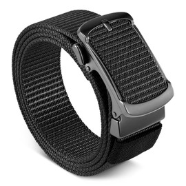 JasGood Automatic Belt Men's Nylon 3.5 cm Ratchet Belt Men's Work Belt Elastic Ratchet Belt with Automatic Buckle, black