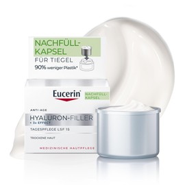 Eucerin Hyaluronic Filler + 3x Effect Day Cream SPF 15 for Dry Skin Refill Capsule 50 ml, Moisturising Face Cream with Hyaluronic Acid Reduces Wrinkles and Fine Lines