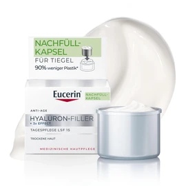 Eucerin Hyaluronic Filler + 3x Effect Day Cream SPF 15 for Dry Skin Refill Capsule 50 ml, Moisturising Face Cream with Hyaluronic Acid Reduces Wrinkles and Fine Lines