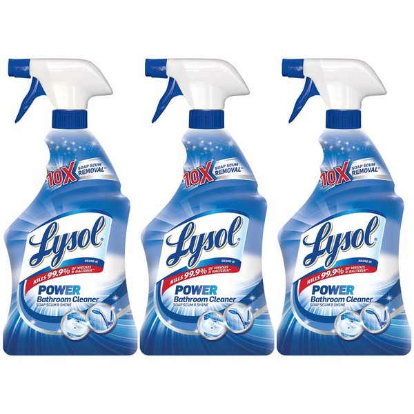 Lysol Power Bathroom Cleaner Trigger, 22 Ounces (Pack of 3)