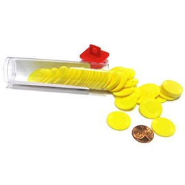 Set of 50 7/8" Easy Stacking Plastic Mini Playing Poker Chips - Yellow