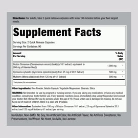 Piping Rock Ceylon Cinnamon Gymnema Mulberry Complex | 2000mg | 180 Capsules | Herbal Supplement | Concentrated Extract | Non-GMO, Gluten Free