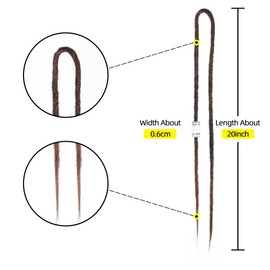 20 Inch Thin 0.6cm Dreadlock Extensions Soft Handmade Synthetic Dreads Braids Dreads Locs Extensions (1B/30# (10 Strands), Double Ended)