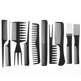 Peines para el cuidado del cabello, antiestáticos, gruesos, con dientes finos, para picar ondas, juego de 10, color negro                             