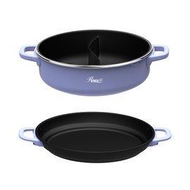 Rosewill 12.7 QT Electric Hot Pot Accessory Kit 2 pcs, Includes Dual-Sided Hot Pot and Shallow Fry Pan, with easy-to-carry Handle and Non-stick Coating - Iris